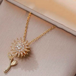 🌻 Collar Giratorio de Girasol en Acero Inoxidable (Sin cofre, incluye caja de regalo)