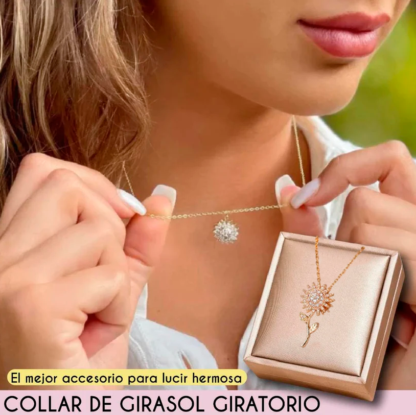 🌻 Collar Giratorio de Girasol en Acero Inoxidable (Sin cofre, incluye caja de regalo)