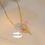🌻 Collar Giratorio de Girasol en Acero Inoxidable (Sin cofre, incluye caja de regalo)